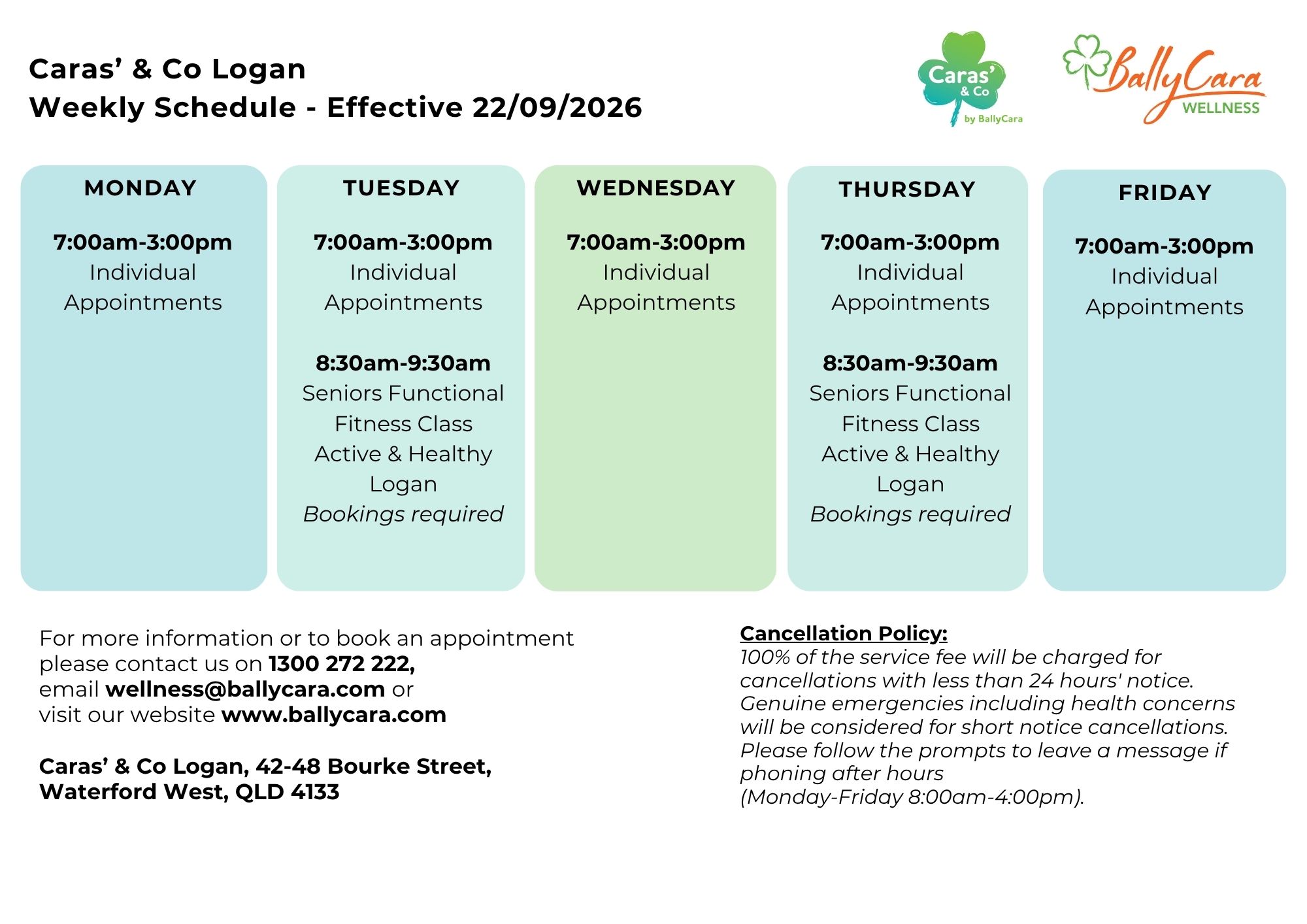 Logan Wellness Schedule.